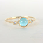 Blue Topaz and Diamond Ring 14k Yellow Gold - MANARI.eu