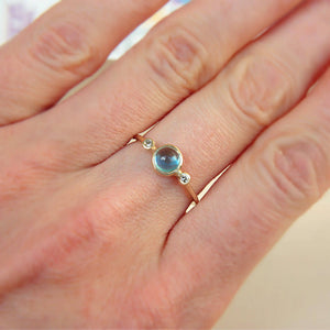 Blue Topaz and Diamond Ring 14k Yellow Gold - MANARI.eu