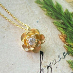 Diamond Flower Pendant 14k Gold - MANARI.eu