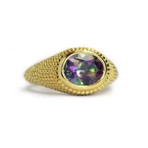 Nubia Oval Mystic Topaz Yellow Gold Ring Size 7US - MANARI.eu