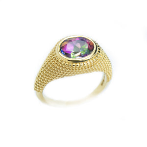 Nubia Oval Mystic Topaz Yellow Gold Ring Size 7US - MANARI.eu