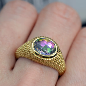 Nubia Oval Mystic Topaz Yellow Gold Ring Size 7US - MANARI.eu