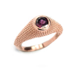 Nubia Round Rhodolite Rose Gold Ring Size 7.25US - MANARI.eu