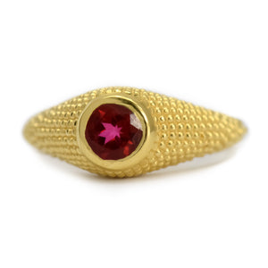 Nubia Round Red Topaz Yellow Gold Ring Size 7US - MANARI.eu