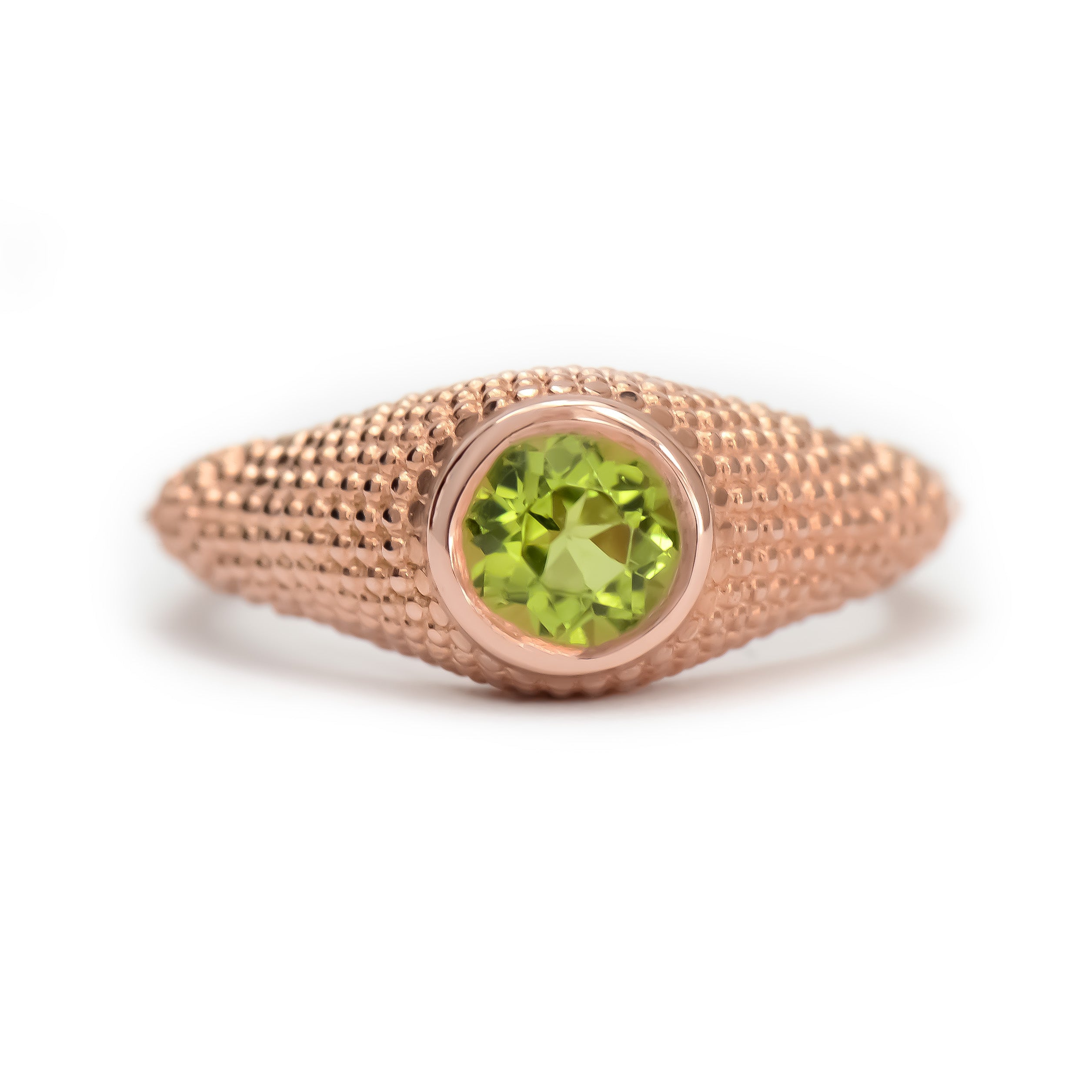 Nubia Round Peridot Rose Gold Ring Size 7US - MANARI.eu