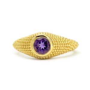 Nubia Round Amethyst Yellow Gold Ring Size 7.25US - MANARI.eu