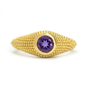 Nubia Round Amethyst Yellow Gold Ring Size 7.25US - MANARI.eu