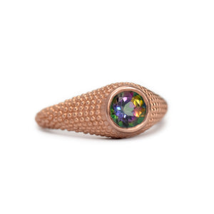 Nubia Round Mystic Topaz Rose Gold Ring Size 7.25US - MANARI.eu