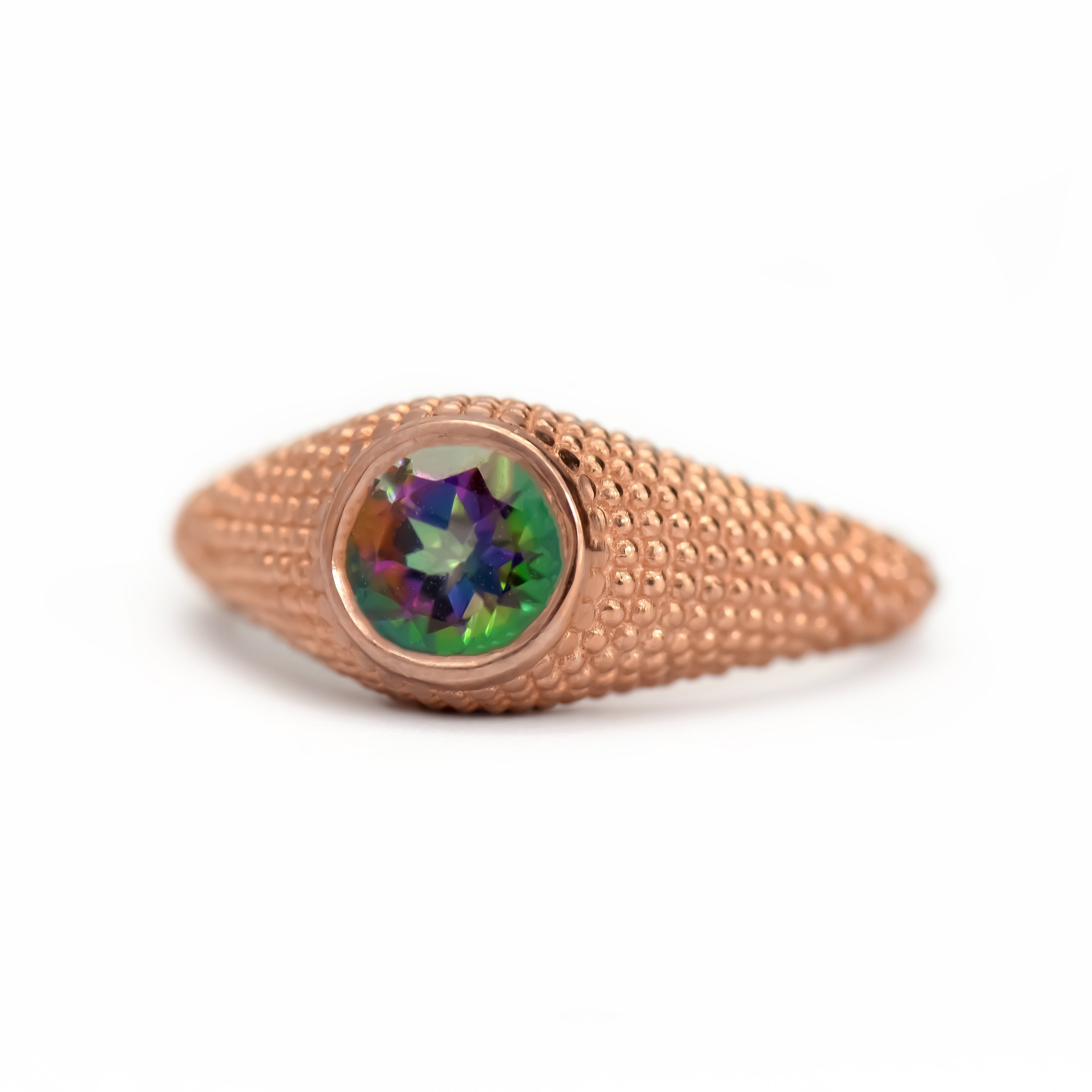 Nubia Round Mystic Topaz Rose Gold Ring Size 7.25US - MANARI.eu