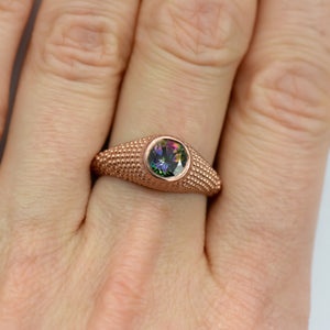 Nubia Round Mystic Topaz Rose Gold Ring Size 7.25US - MANARI.eu