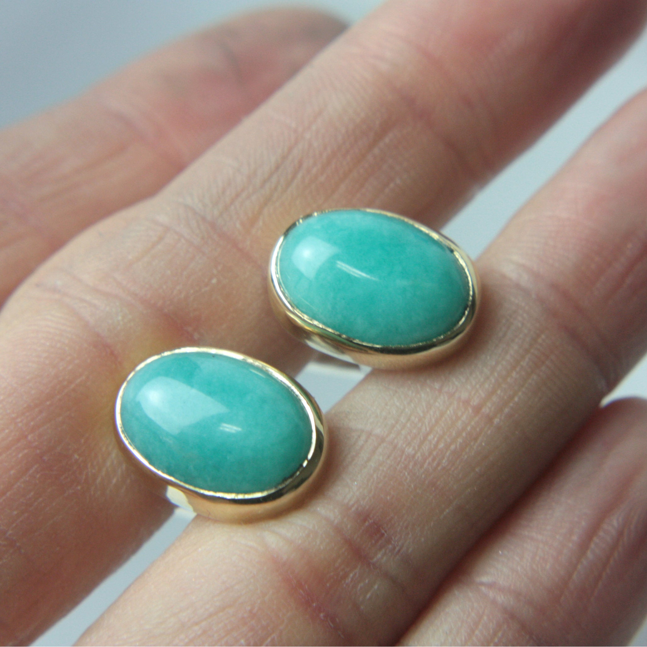 Gold & Sterling Silver Cufflinks with Amazonite - MANARI.eu