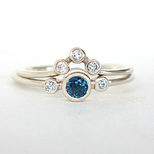 Blue Sapphire and Diamond Wedding Set 14k Gold - MANARI.eu