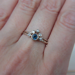 Blue Sapphire and Diamond Wedding Set 14k Gold - MANARI.eu