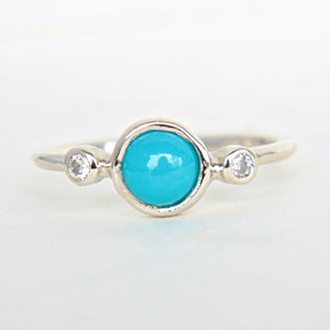 Turquoise and Diamond 14k Gold Ring - MANARI.eu