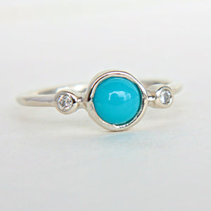 Turquoise and Diamond 14k Gold Ring - MANARI.eu