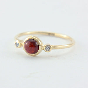 Red Garnet and Diamond Ring 14k Gold - MANARI.eu