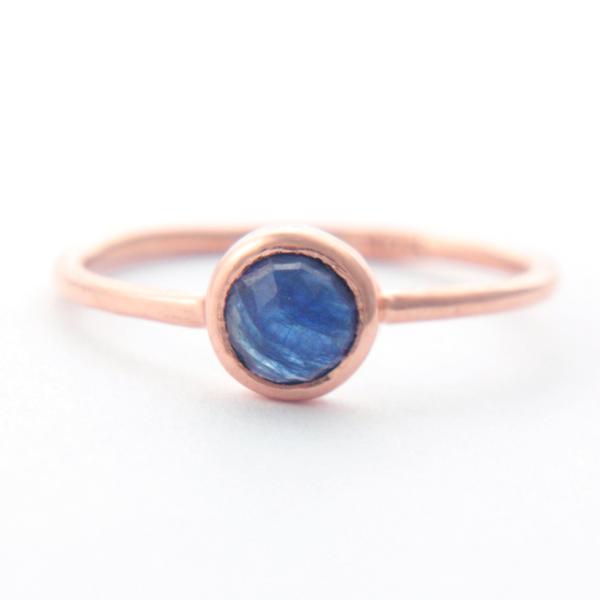 Blue Sapphire Rose Cut 14k Gold Ring - MANARI.eu