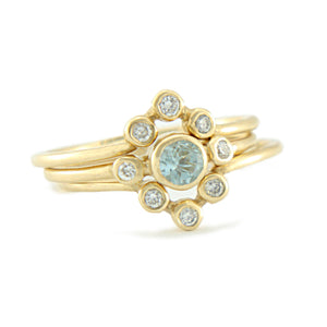 Aquamarine and Diamond Ring 14k Wedding Set Triple Ring Set - MANARI.eu