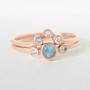 Aquamarine and Diamond Ring 14k Wedding Set Gold - MANARI.eu