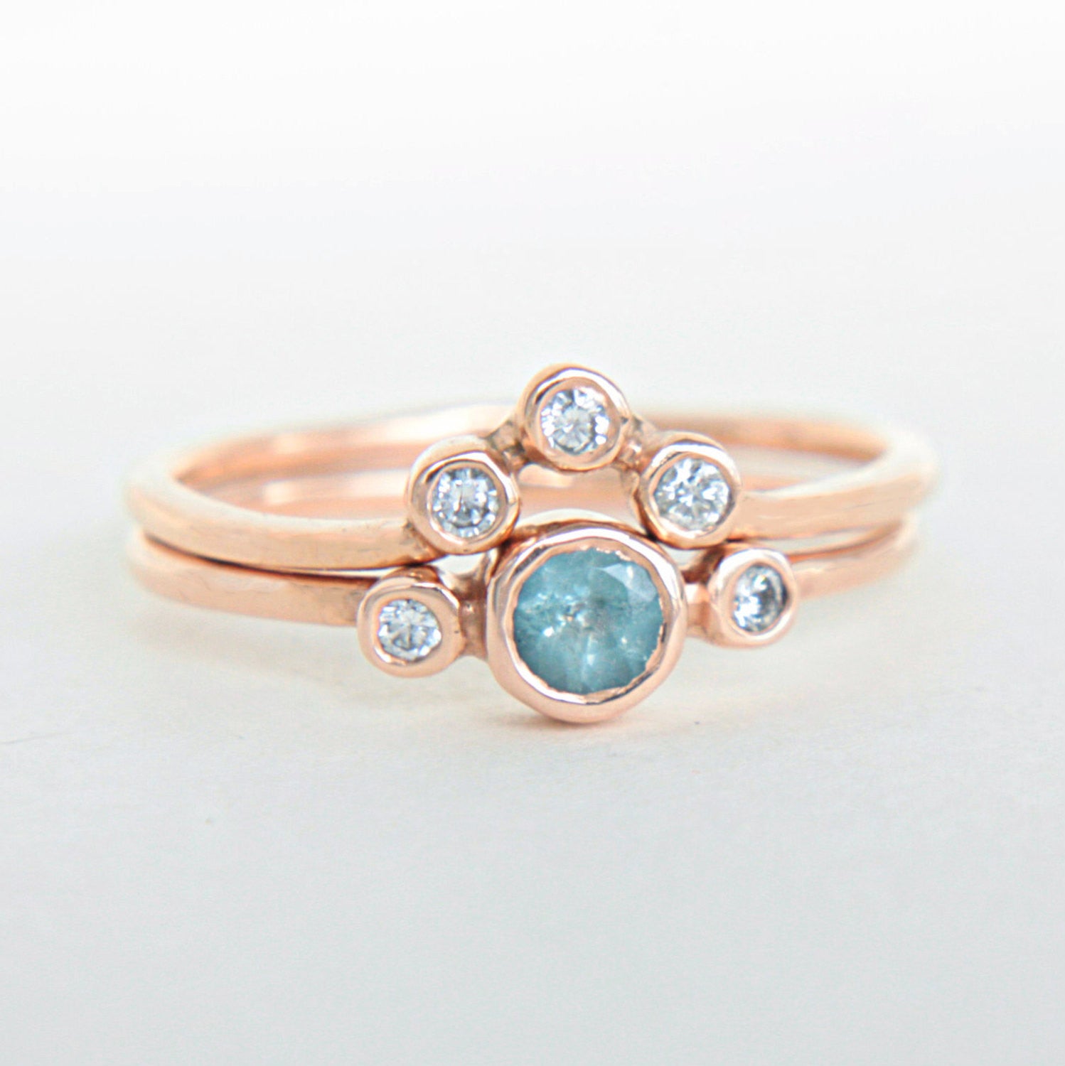 Aquamarine and Diamond Ring 14k Wedding Set Gold - MANARI.eu