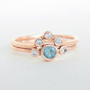 Aquamarine and Diamond Ring 14k Wedding Set Gold - MANARI.eu