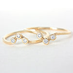Diamond V Shape Ring 14k Gold Three Diamond Ring - MANARI.eu