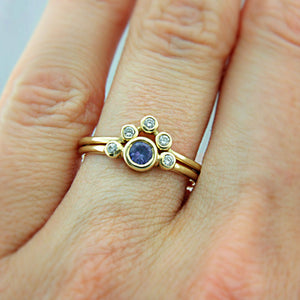 Tanzanite and Diamond Wedding Set 14k Gold Triple Ring Set - MANARI.eu