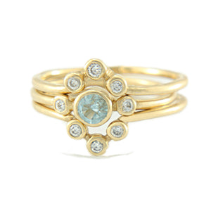 Aquamarine and Diamond Ring 14k Wedding Set Triple Ring Set - MANARI.eu