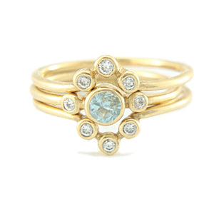 Aquamarine and Diamond Ring 14k Wedding Set Triple Ring Set - MANARI.eu
