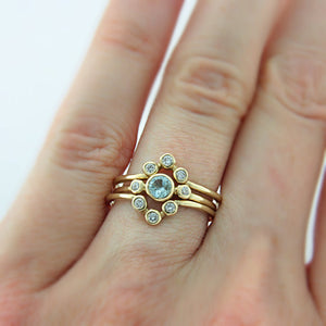 Aquamarine and Diamond Ring 14k Wedding Set Triple Ring Set - MANARI.eu
