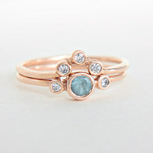 Aquamarine and Diamond Ring 14k Wedding Set Gold - MANARI.eu