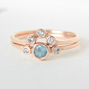 Aquamarine and Diamond Ring 14k Wedding Set Gold - MANARI.eu