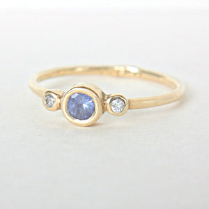 Tanzanite and Diamond Wedding Set 14k Gold Triple Ring Set - MANARI.eu