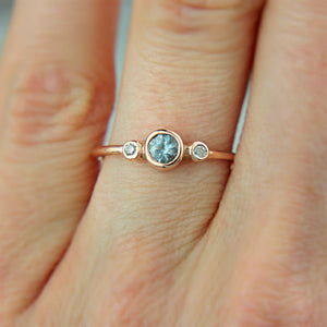 Aquamarine and Diamond Ring 14k Gold - MANARI.eu