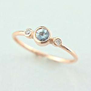 Aquamarine and Diamond Ring 14k Gold - MANARI.eu