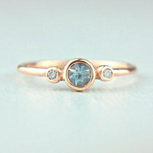 Aquamarine and Diamond Ring 14k Gold - MANARI.eu