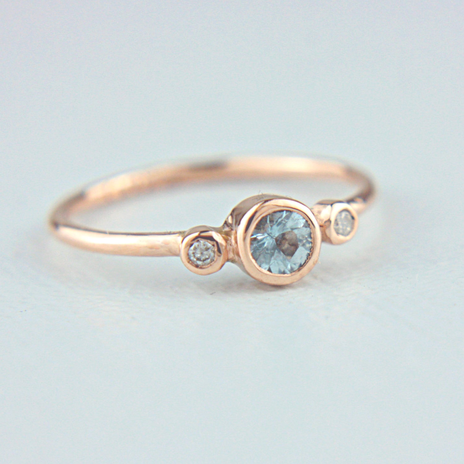 Aquamarine and Diamond Ring 14k Wedding Set Gold - MANARI.eu