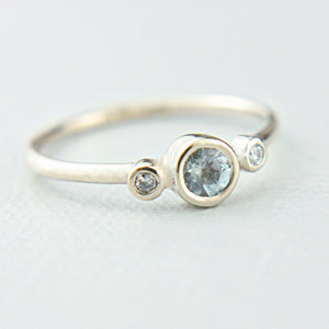 Aquamarine and Diamond Ring 14k Wedding Set Gold - MANARI.eu