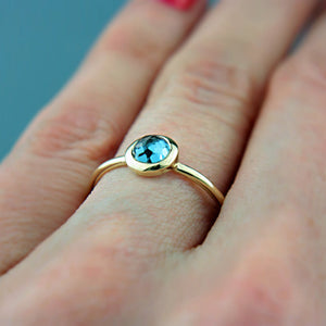 Blue Rose Cut Topaz 14k Gold Ring - MANARI.eu