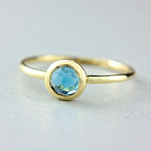Blue Rose Cut Topaz 14k Gold Ring - MANARI.eu
