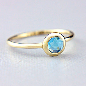 Blue Rose Cut Topaz 14k Gold Ring - MANARI.eu