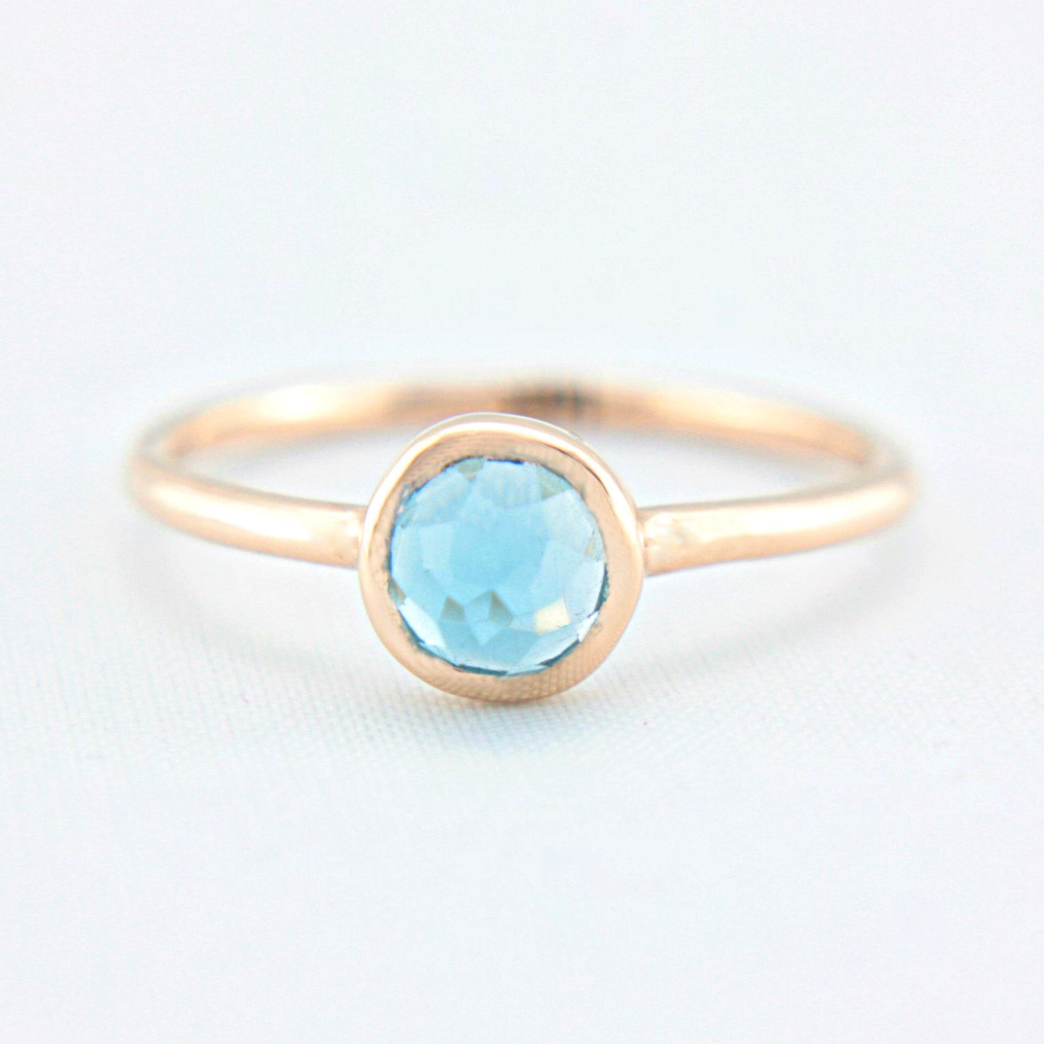 Blue Rose Cut Topaz 14k Gold Ring - MANARI.eu