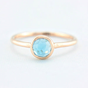 Blue Rose Cut Topaz 14k Gold Ring - MANARI.eu