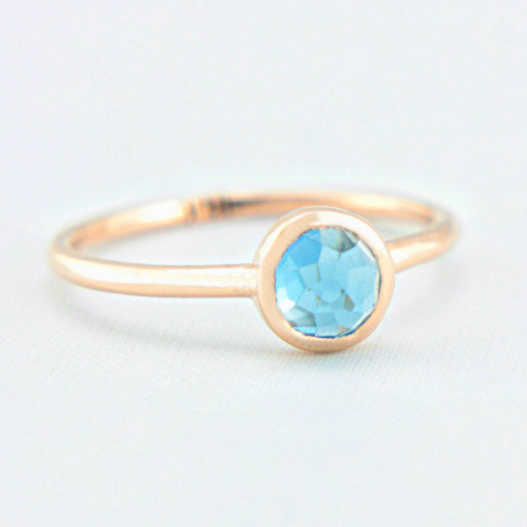 Blue Rose Cut Topaz 14k Gold Ring - MANARI.eu