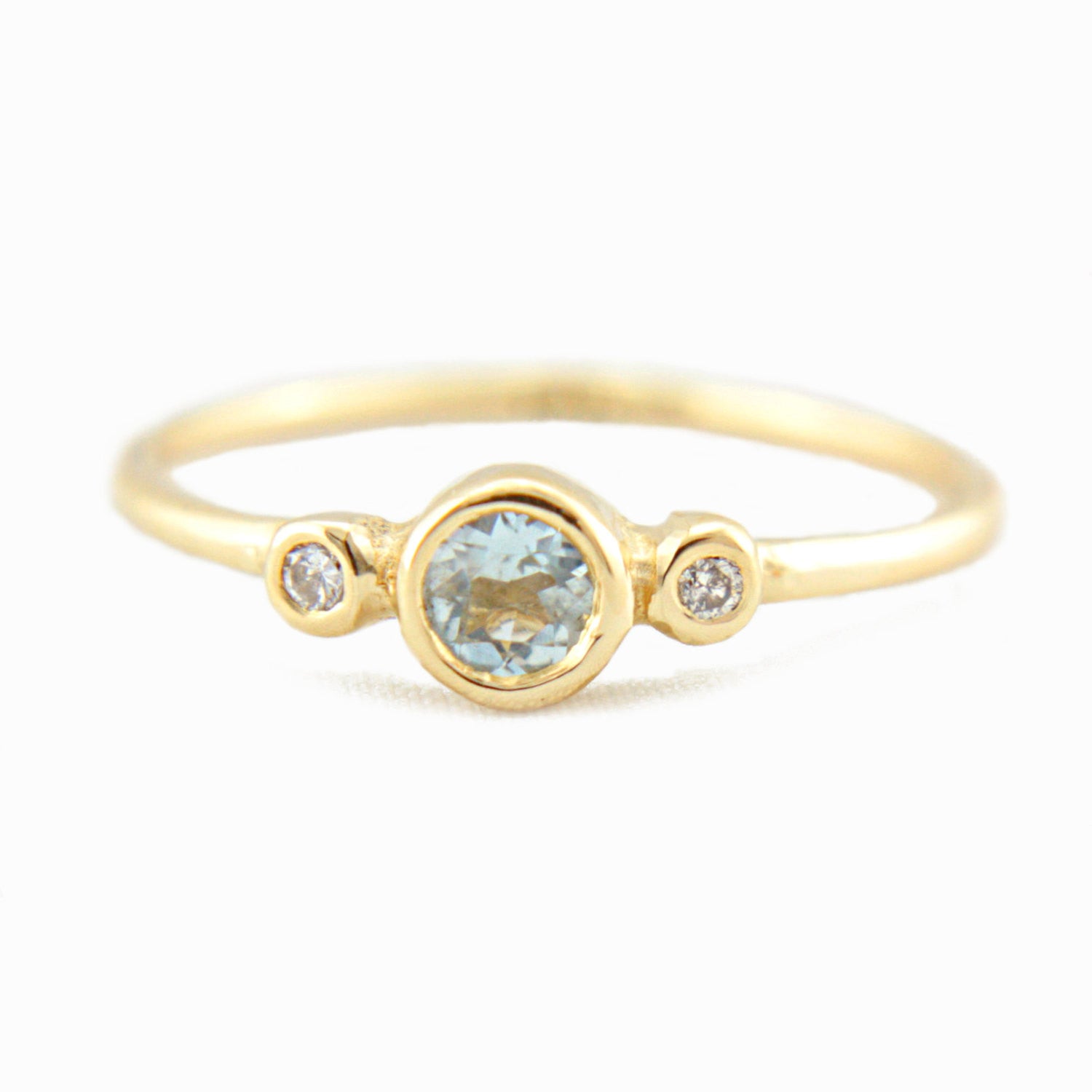 Aquamarine and Diamond Ring 14k Wedding Set Triple Ring Set - MANARI.eu