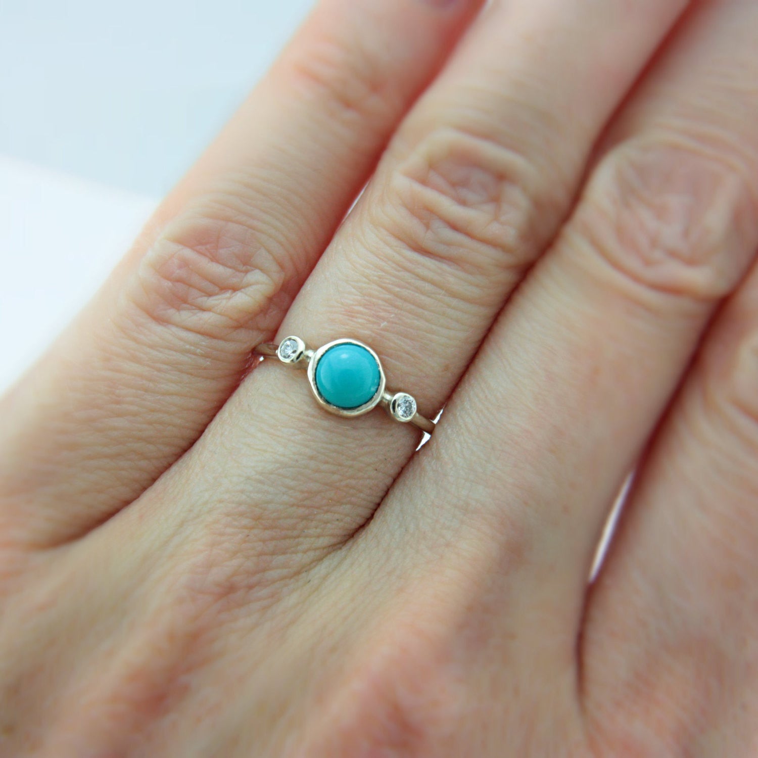 Turquoise and Diamond 14k Gold Ring - MANARI.eu