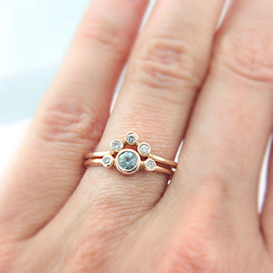 Aquamarine and Diamond Ring 14k Wedding Set Gold - MANARI.eu