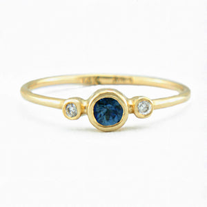 Blue Sapphire and Diamond Wedding Set 14k Gold Triple Ring Set - MANARI.eu