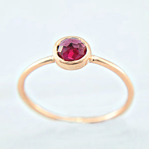 Rhodolite Rose Cut Garnet Ring 14k Gold - MANARI.eu