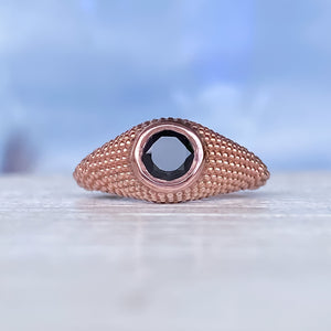 Nubia Round Black Spinel Rose Gold Ring Size 7US - MANARI.eu